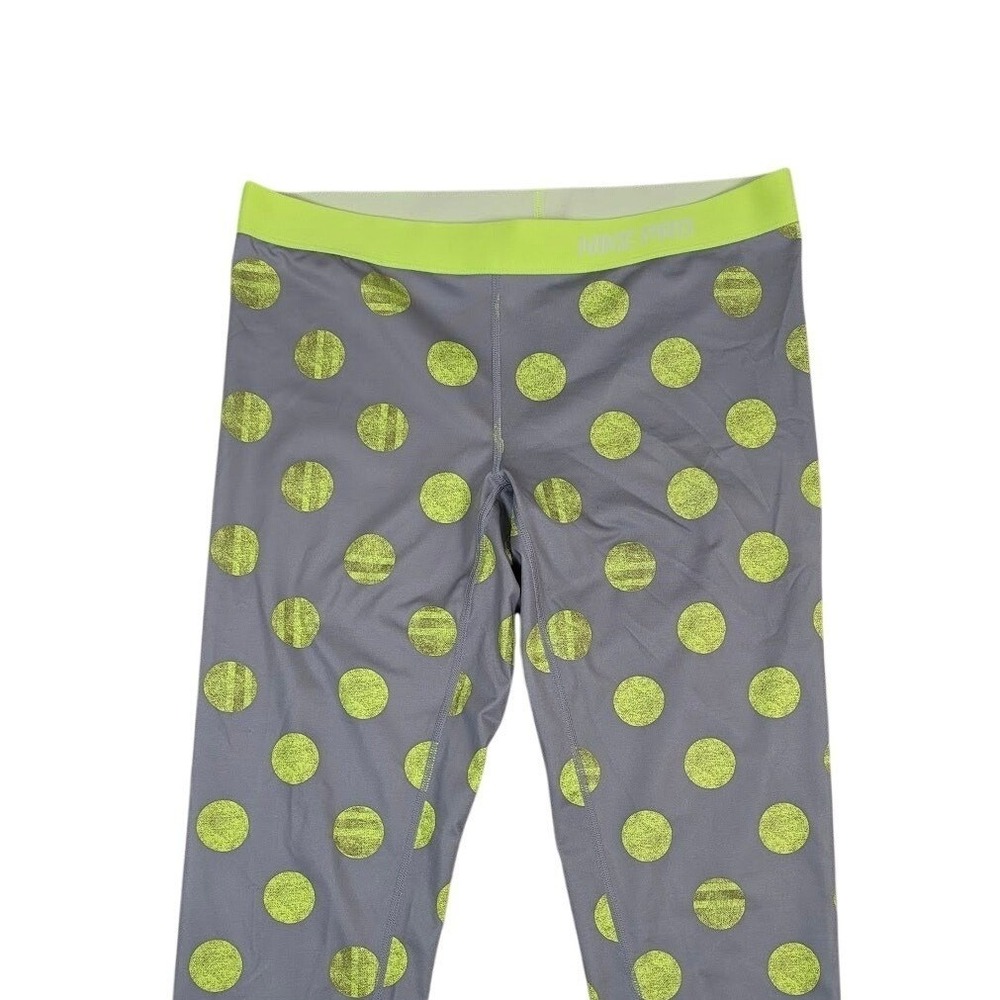 Nike Pro Women's Capri Leggings Gray Neon Yellow‎ Polka Dot Athletic Activewear